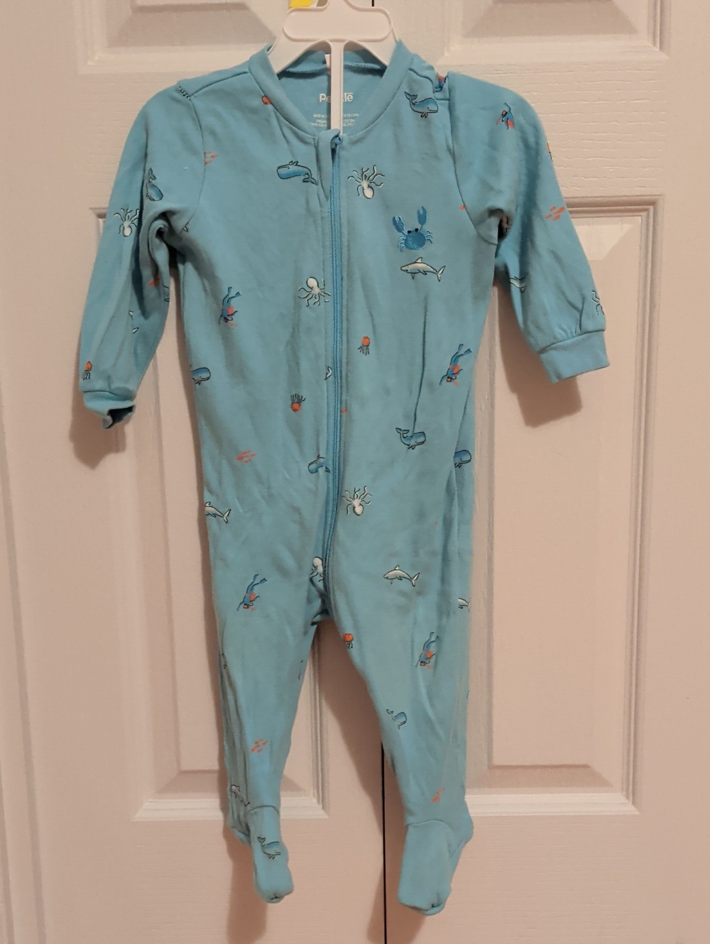 Pekkle Blue Ocean Print Baby One-Piece Pajamas